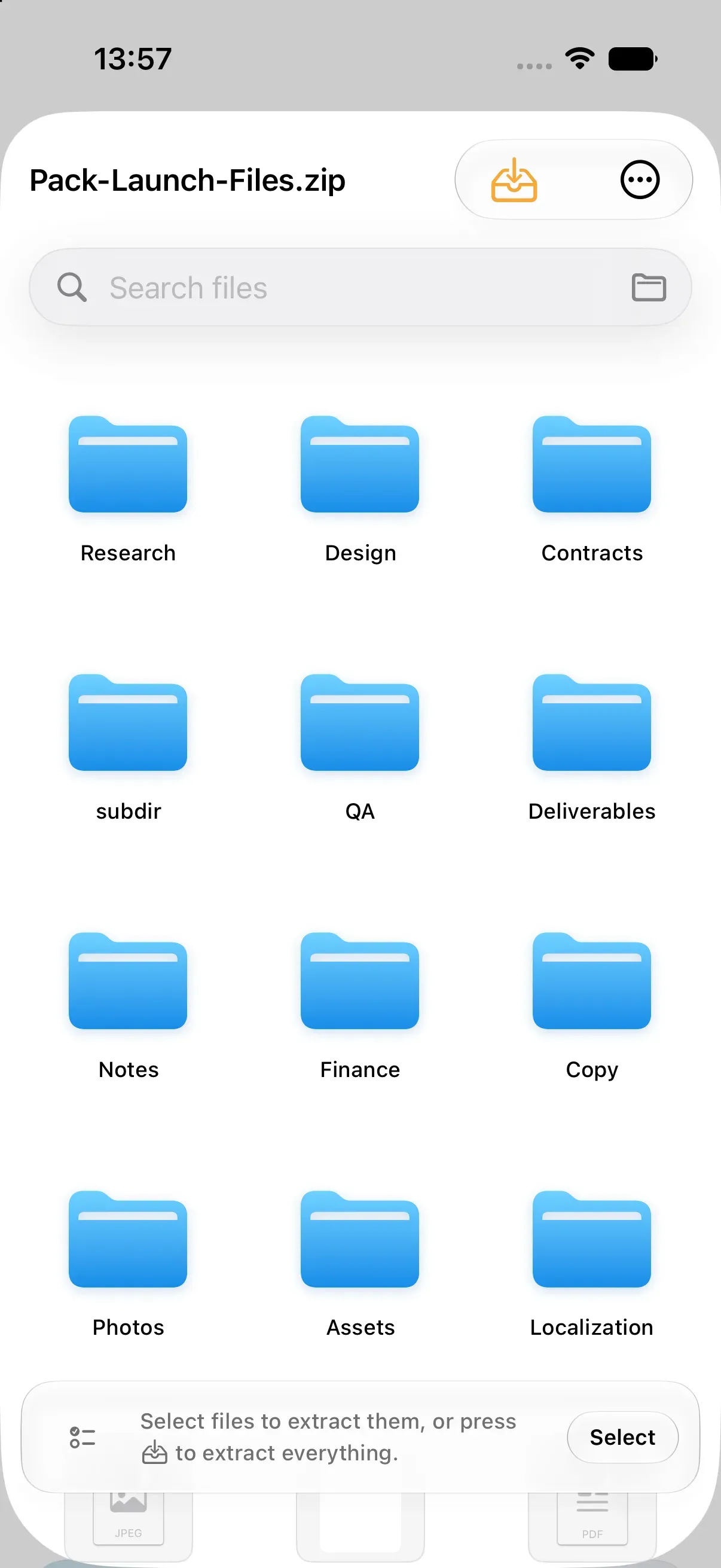 Pack on iPhone browsing an archive